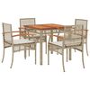 vidaXL 5-delige Tuinset met kussens poly rattan beige
