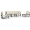 vidaXL 5-delige Loungeset met kussens poly rattan antracietkleurig