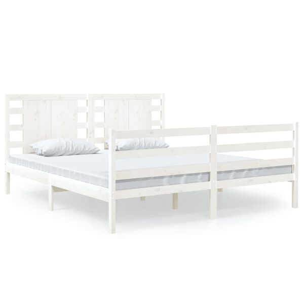 vidaXL Bedframe zonder matras massief grenenhout wit 180x200 cm