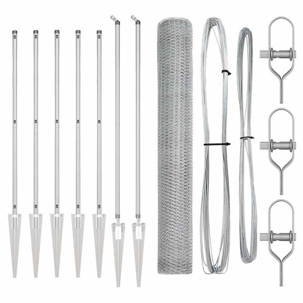 vidaXL Afrasteringspaal Zilver 10 x 1,4 m (25 mm gaas) Staal