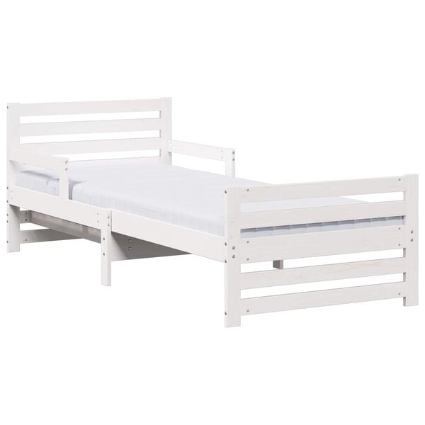vidaXL Bedframe met matras Wit 80 x 200 cm Massief grenenhout