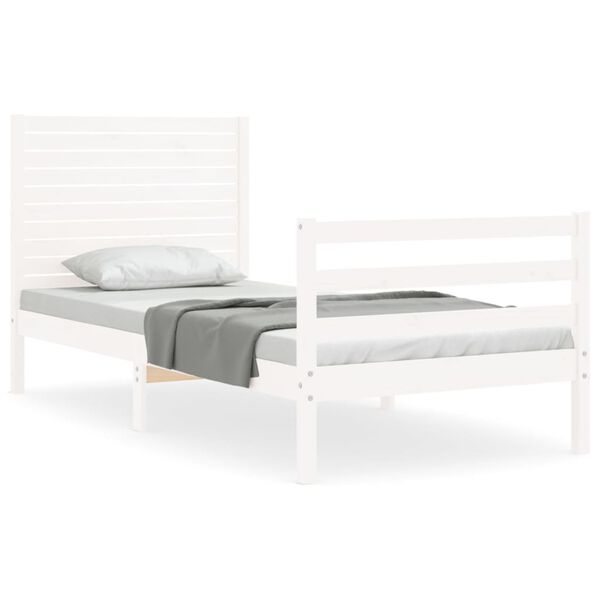 vidaXL Bedframe met hoofdbord massief hout wit