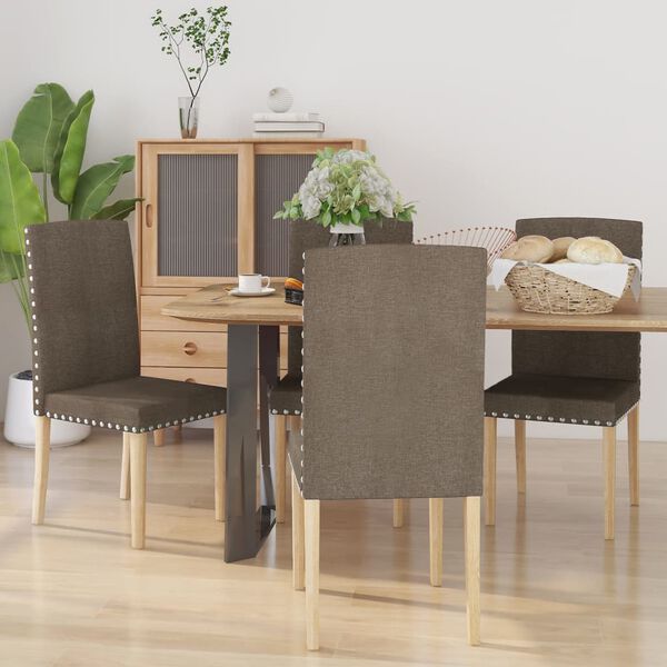 vidaXL Eetkamerstoelen 4 st draaibaar stof taupe