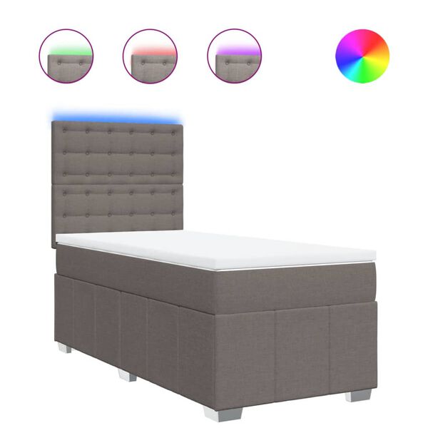 vidaXL Boxspring met matras stof taupe 80x200 cm