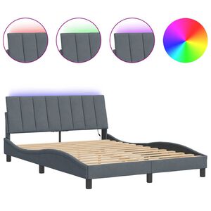 vidaXL Bedframe met LED zonder matras "Hanko" fluweel donkergrijs 120x200 cm