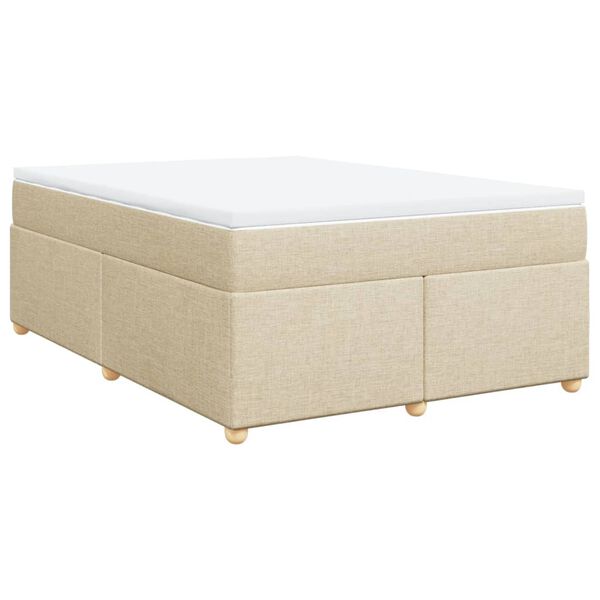 vidaXL Boxspring met matras stof crèmekleurig 140x200 cm