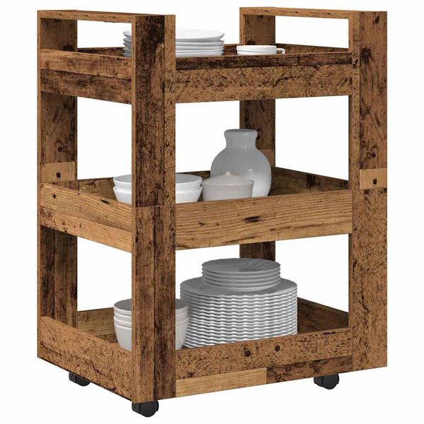 vidaXL Keuken Trolley Oud hout 60 x 45 x 80 cm Bewerkt hout