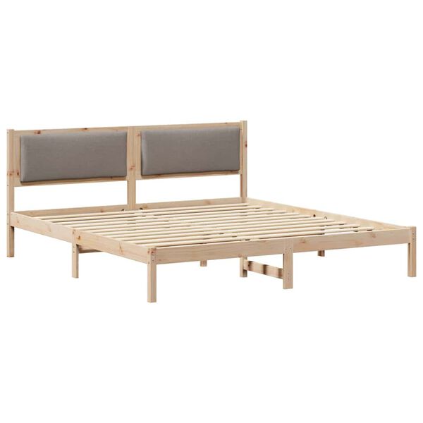 vidaXL Bedframe met hoofdeinde Taupe 200 x 200 cm Massief grenenhout