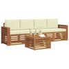 vidaXL Sofa-Sets 5 pcs Natuurlijk en Cr&egrave;me Massief Acaciahout