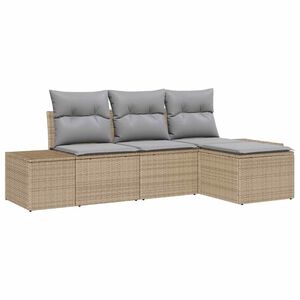 vidaXL Tuin Sofa Set met kussen 4 pcs Beige en Licht Grijs poly rattan