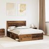 vidaXL Bedframe met hoofdeinde Oudhout 140 x 190 cm Massief grenenhout
