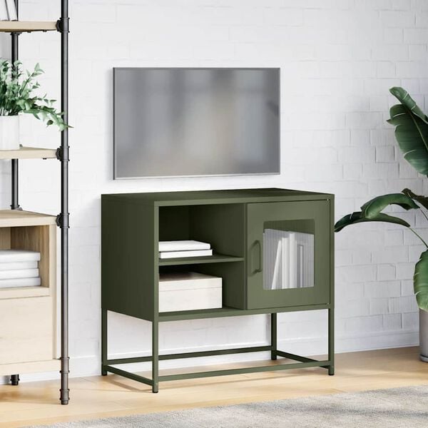 vidaXL Tv-meubel 68x39x60,5 cm staal olijfgroen