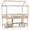 vidaXL Halfhoogslaper met ladder en bedhuis grenenhout 80x200 cm