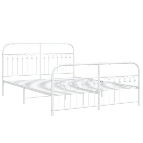 vidaXL Bedframe met hoofd- en voeteneinde metaal wit 160x200 cm