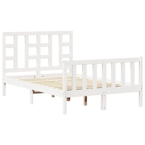 vidaXL Bedframe met hoofdbord massief hout wit