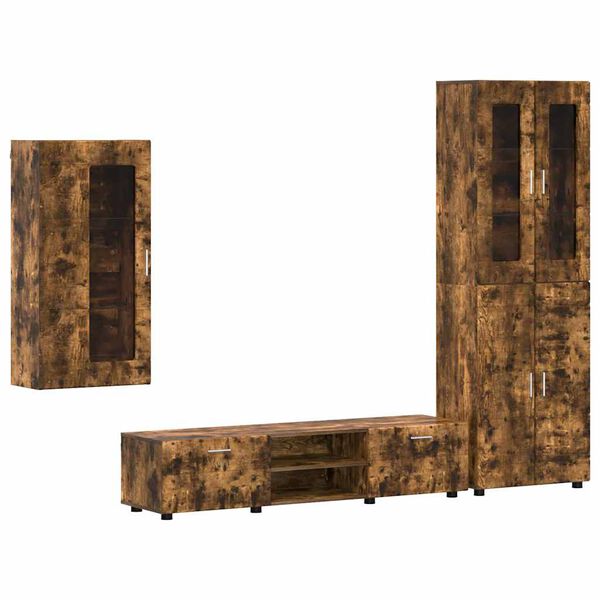 vidaXL Tv-meubelset met lade FLORIN Gerookt eiken Bewerkt hout