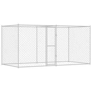 vidaXL Hondenbench Zilver 400 x 200 x 200 cm Gegalvaniseerd staal
