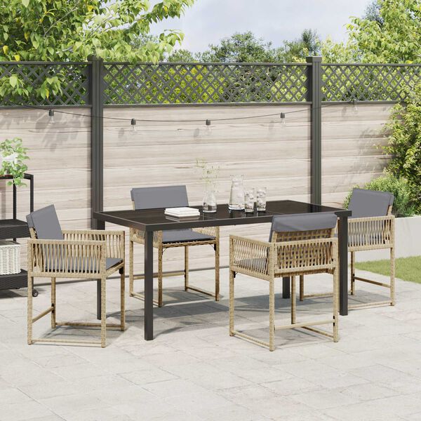 vidaXL Tuin Eetset 5 pcs Beige poly rattan