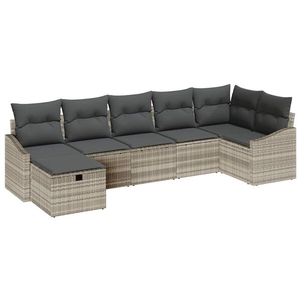 vidaXL Tuin Sofa Set 7 pcs Lichtgrijs 55 x 62 x 69 cm Poly riet