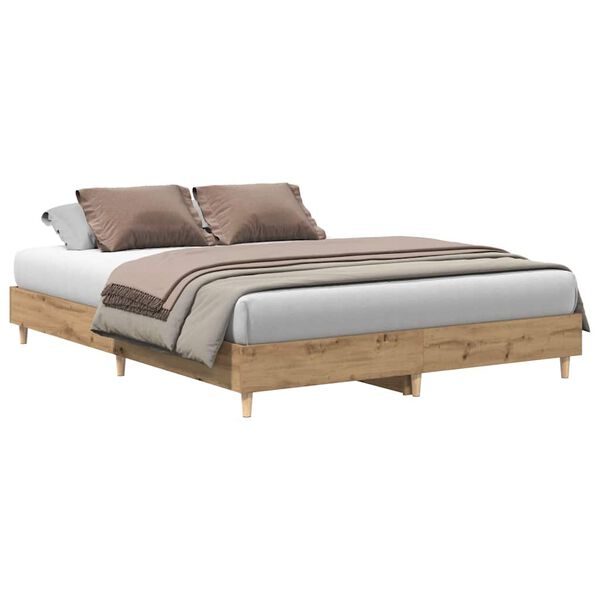vidaXL Bedframe zonder matras 140x200 cm spaanplaat artisanaal eiken