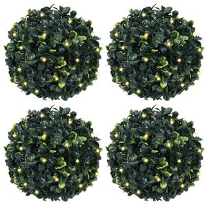 vidaXL Kunstbuxusballen met LED-verlichting 4 st 12 cm groen