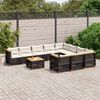 vidaXL 11-delige Loungeset met kussens poly rattan zwart