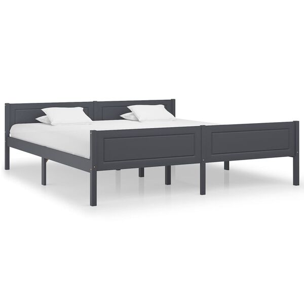 vidaXL Bedframe massief grenenhout grijs 180x200 cm