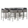 vidaXL 9-delige Tuinbarset met kussens poly rattan grijs