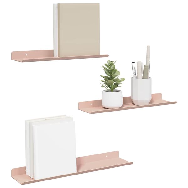 vidaXL Drijvende plank Wandgemonteerd 3 pcs Roze 40 x 9 x 2,5 cm Staal