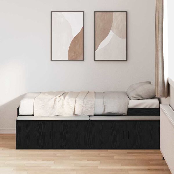 vidaXL Bedframe met lade Zwart Eiken 70 x 190 cm Bewerkt hout
