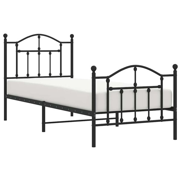 vidaXL Bedframe met hoofd- en voeteneinde metaal zwart 90x190 cm