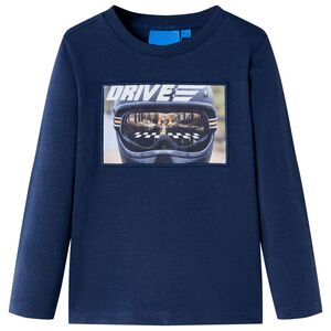 vidaXL Kindershirt met lange mouwen 104 gem&ecirc;leerd marineblauw