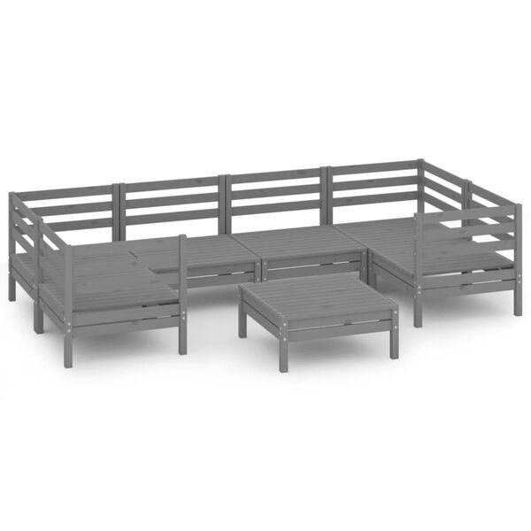 vidaXL 7-delige Loungeset massief grenenhout grijs