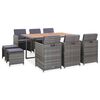 vidaXL 11-delige Tuinset poly rattan en acaciahout antraciet