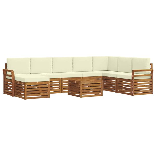 vidaXL Sofa-Sets 9 pcs Natuurlijk en Cr&egrave;me Massief Acaciahout