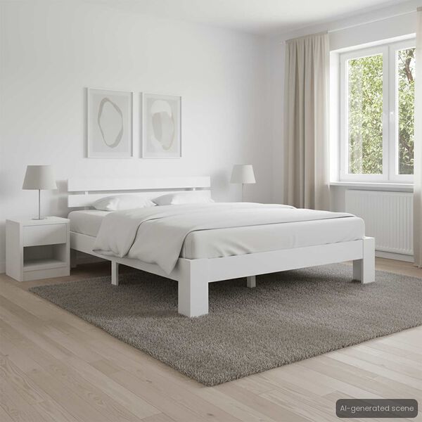vidaXL Bedframe met hoofdbord massief grenenhout wit 160x200 cm