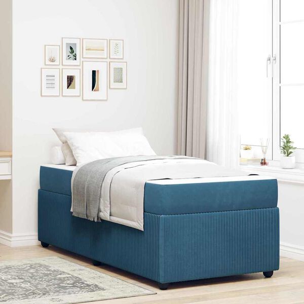vidaXL Bedframe met matras Blauw 80 x 200 cm Stof