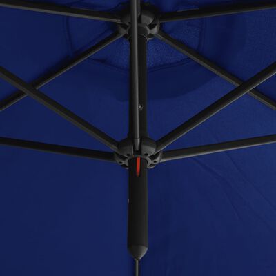 vidaXL Parasol dubbel met stalen paal 600 cm azuurblauw