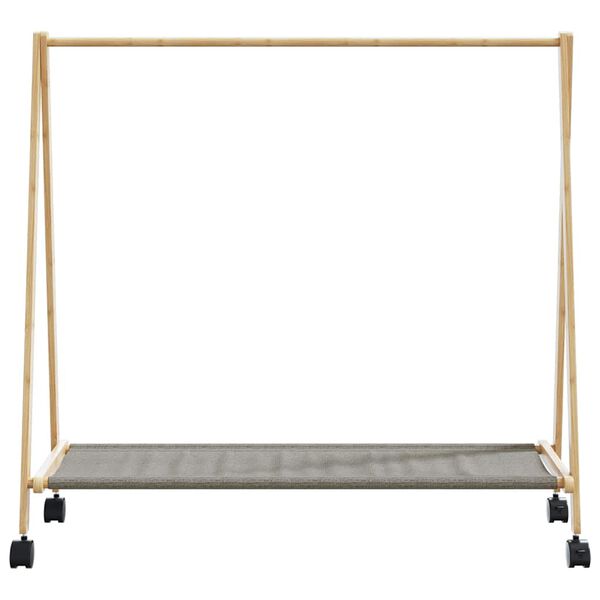 vidaXL Kledingrek met schappen en wielen 106x34x106,5 cm bamboe