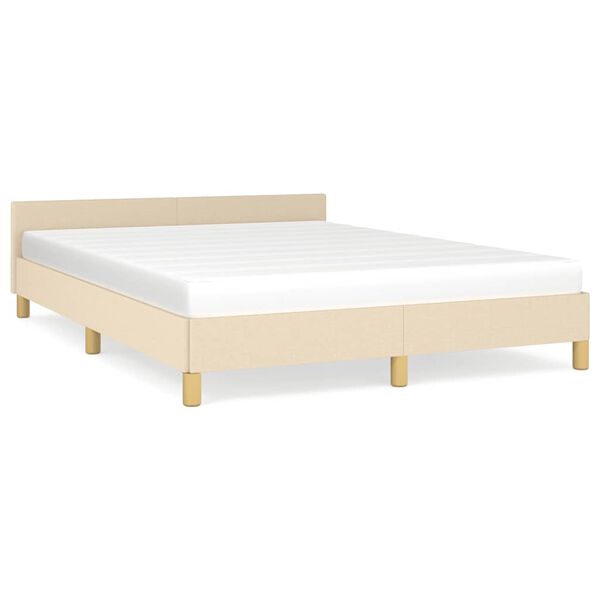vidaXL Bedframe zonder matras stof cr&egrave;mekleurig 140x200 cm