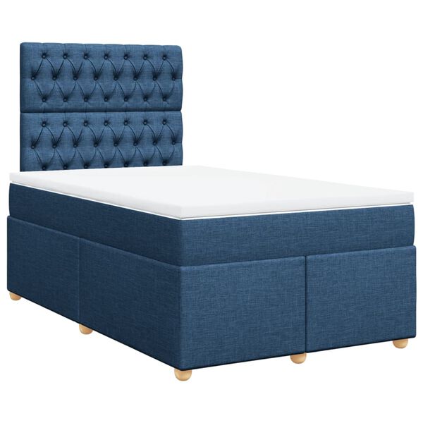 vidaXL Boxspring met matras stof blauw 120x190 cm