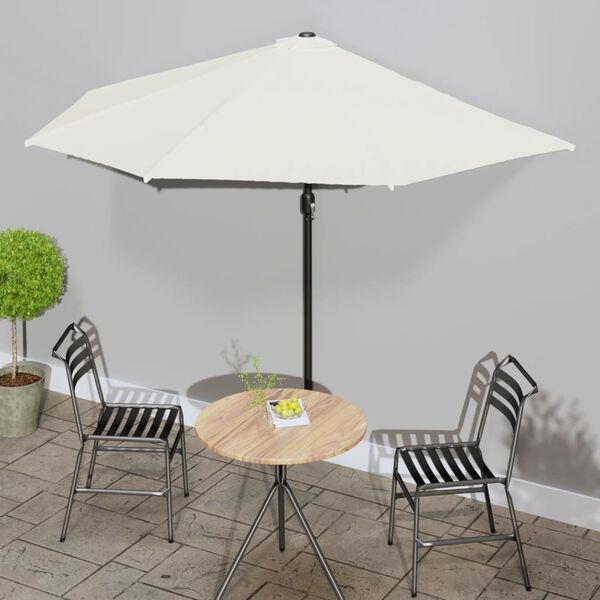 vidaXL Balkonparasol half met aluminium paal 300x155 cm zandkleurig