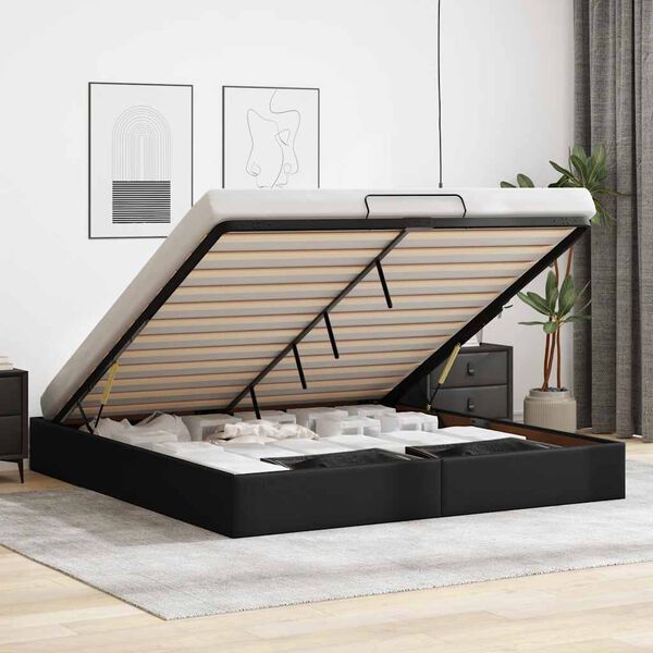 vidaXL Bedframe zonder matras 160x200 cm kunstleer zwart