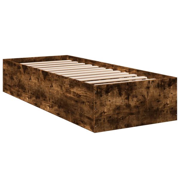 vidaXL Bedframe bewerkt hout gerookt eikenkleurig 100x200 cm