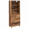 vidaXL Hoge kast met lade Oud Hout 69,5 x 32,5 x 180 cm Bewerkt hout