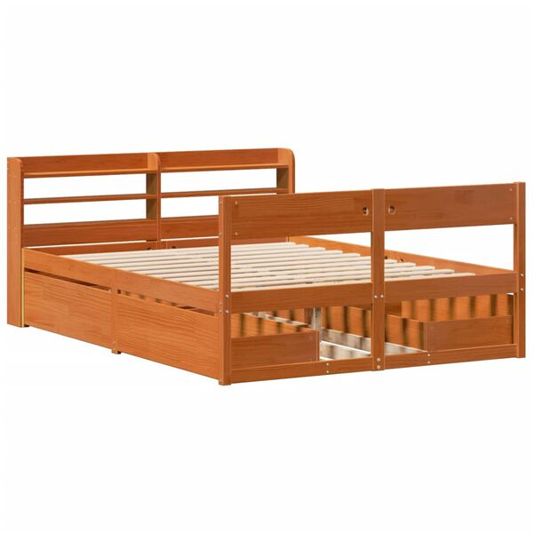 vidaXL Bedframe zonder matras massief grenenhout wasbruin 150x200 cm