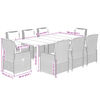 vidaXL 9-delige Tuinset met kussens poly rattan grijs