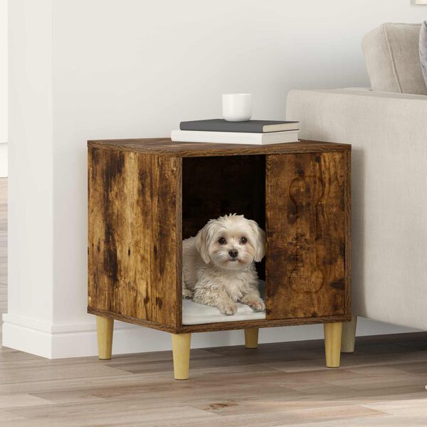 vidaXL Hondenhuis Gerookt eiken 44 x 42 x 49 cm Bewerkt hout