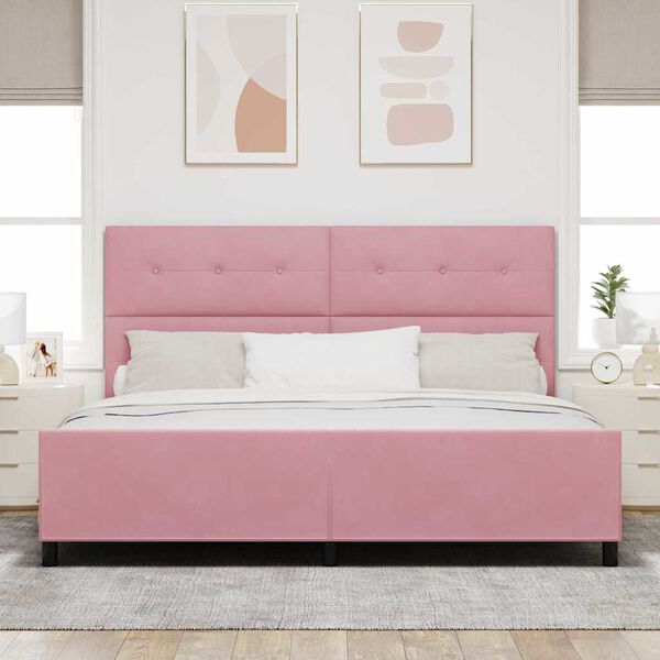 vidaXL Boxspringbed met hoofdeinde Roze 200 x 200 cm Fluweel