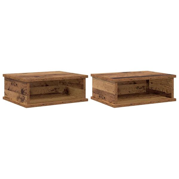 vidaXL Nachtkastje 2 pcs Oudhout 40 x 31 x 15 cm Bewerkt hout